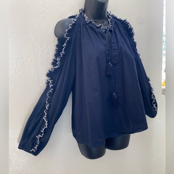 Ulla Johnson Navy frills cold shoulder top size 2 - Picture 3 of 9